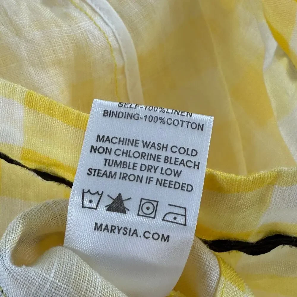 Marysia Bumby Swim x Maisonette CoverUp Size 2 Yellow Gingham Swim Rickrack NWT